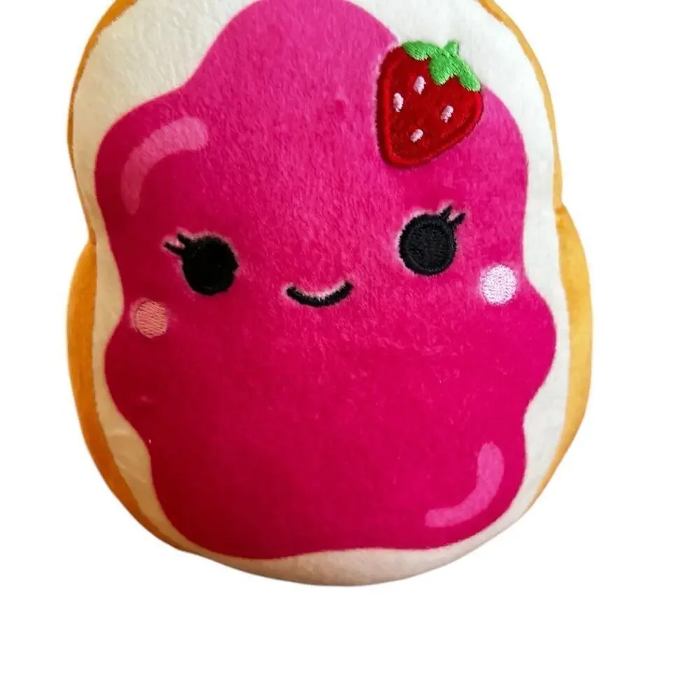 Squishmellows Food Iman brown toast with red jam plush 5” toy